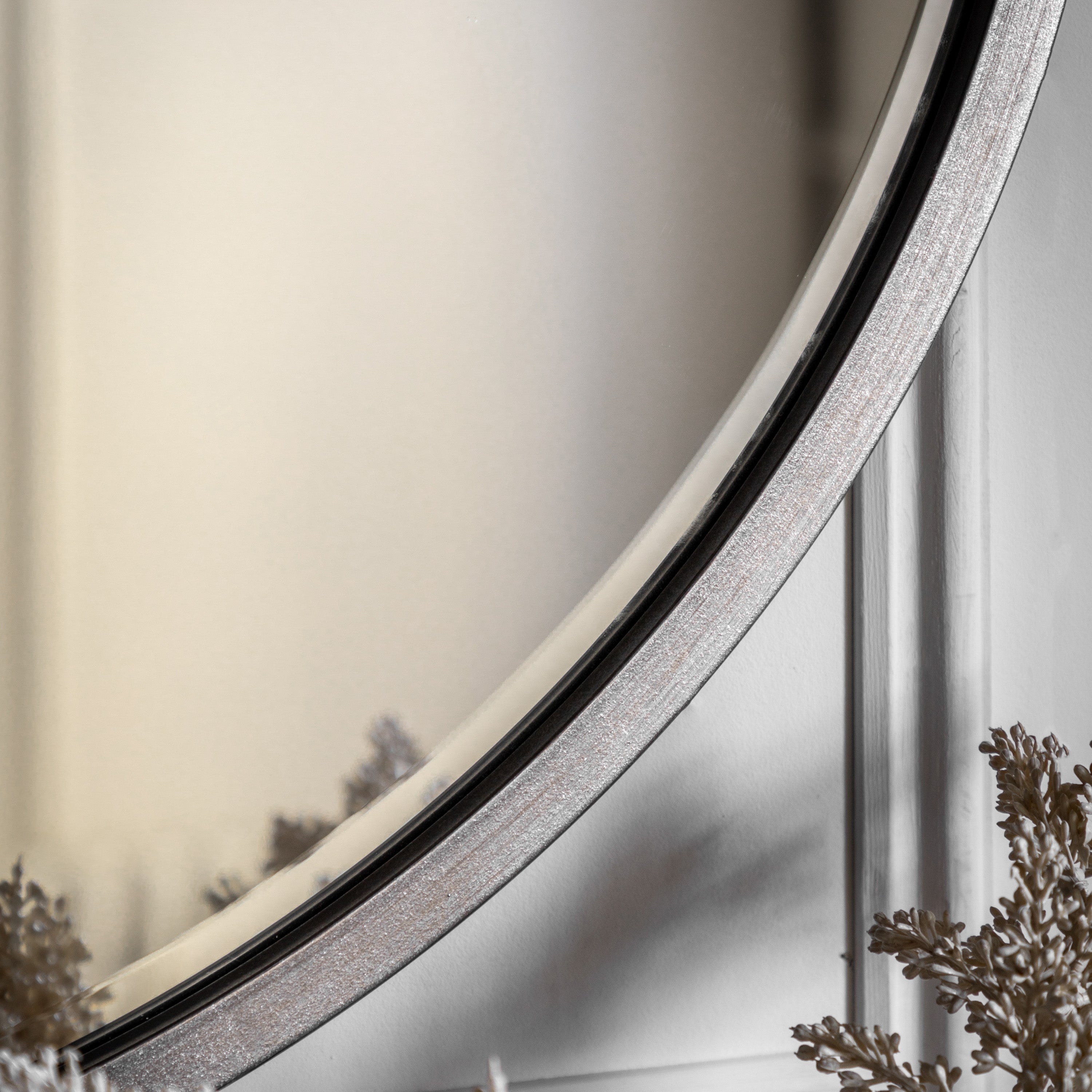Robbins Antique Silver Round Wall Mirror | Large